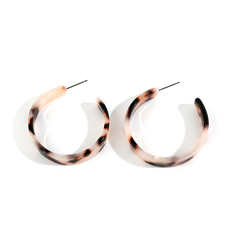Богемные модные минималистичные круглые большие круглые серьги для женщин Акриловые серьги-кольца из смолы леопардовые открытые обручи Femme вечерние ювелирные изделия - Окраска металла: 001