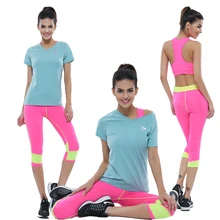 2016 Women Sports Yoga Set Solid Gym Running Sportwear Suit Elasticity Lady Fitness & Body Building Workout Clothing 3 Pieces