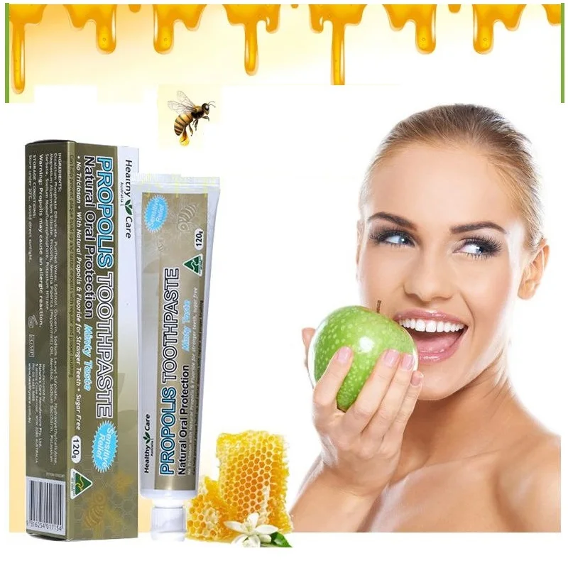 

Australia Healthy Care Propolis Toothpaste Reduce Stains Fights Plaque Decay Protect Tooth Mouth Gums Against Ulcers Infections