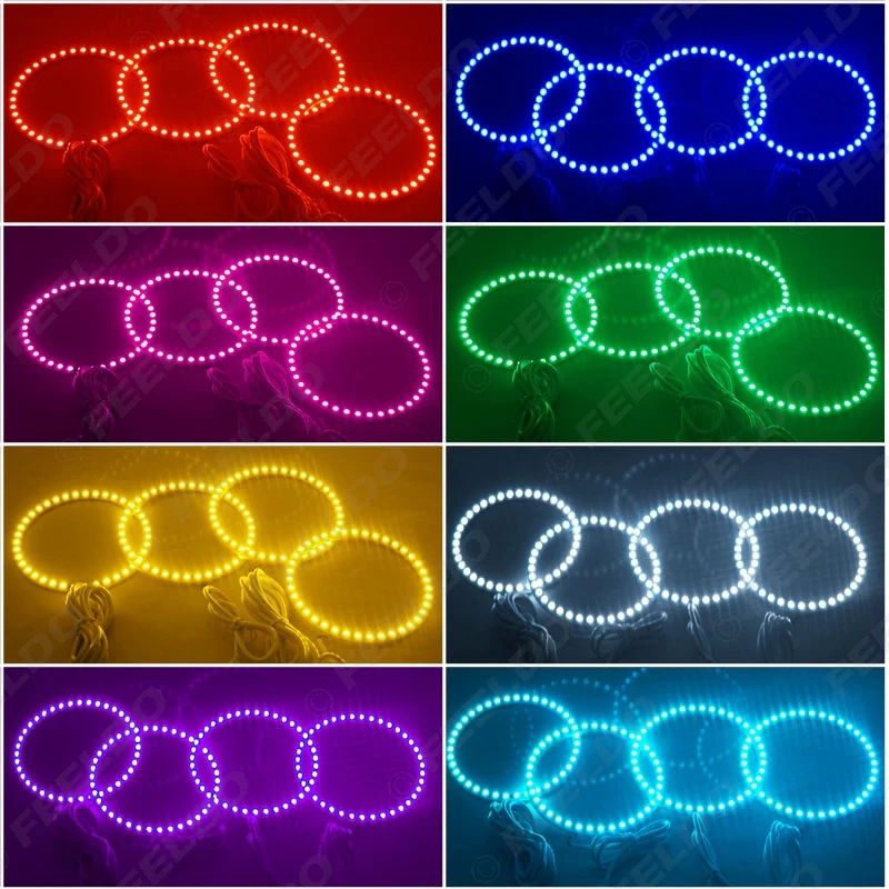 FEELDO 4X120MM автомобильный RGB 5050SMD светодиодный светильник ангельские глазки
