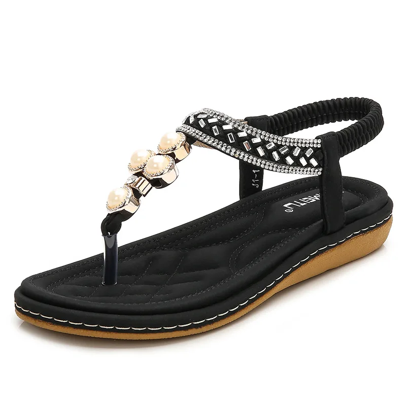 

2019 Women Shoes Flat Sandals Women Rhinestones Ladies Shoes Summer Beach Sandalias Female Shoes Fashion Women Sandals21 25