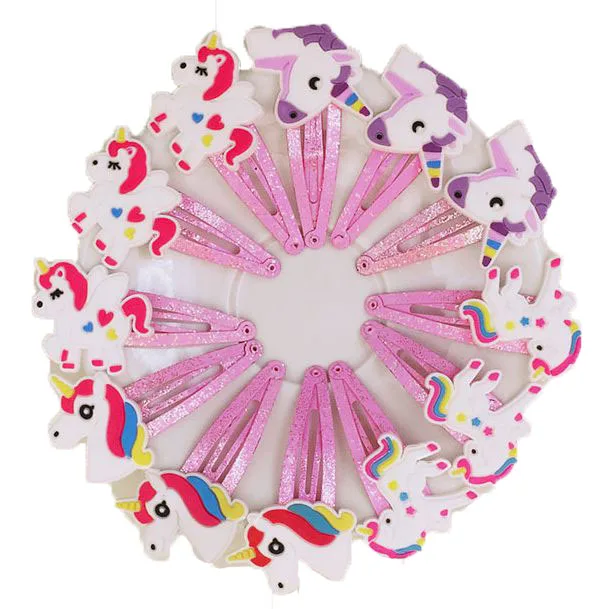 

10pcs/lot Unicorn Horse Hair Clips Lovely Animal PVC Cartoon Hairpins Girls Hair Accessories Barrette Headwear