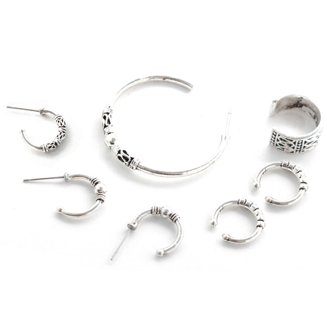 Sale New Punk Style Earring Sets Ethnic Bohemia Ear Clip Stud Earrings For Women Feather Leaf Owl Earrings Wholesale 2022