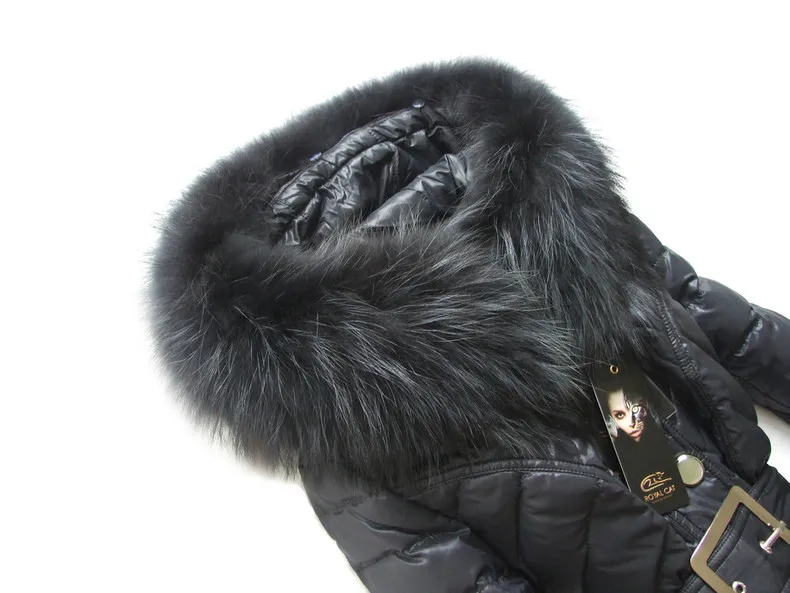 Winter Women Jackets Long Padded White Down Coat Parkas Adjustable Waist Winter Coats Hooded Luxury Fur Collar Jacket Thick Parka CH729 (9)