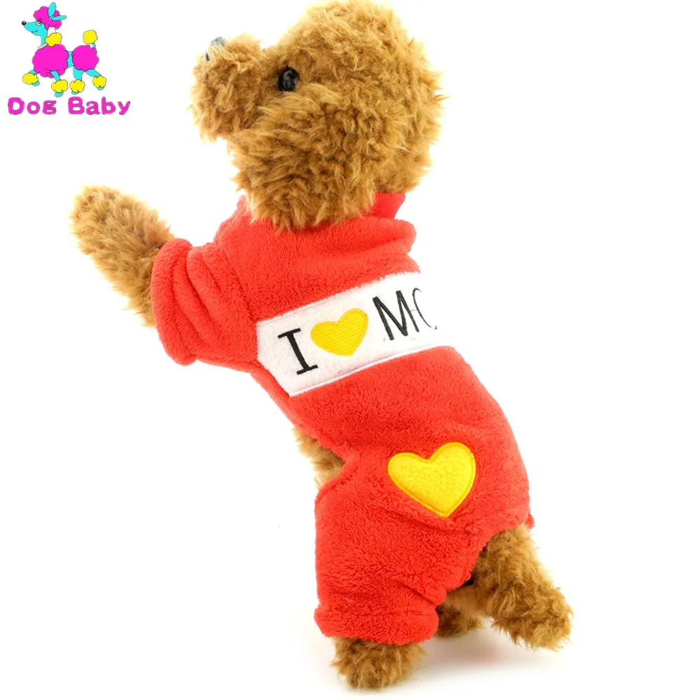 

DOGBABY Dog Hoodies Letter Print Puppy Clothes Winter Warm Coral Cashmere Pet Coat Four Legs Cat Clothing Red Blue Dogs Outfit
