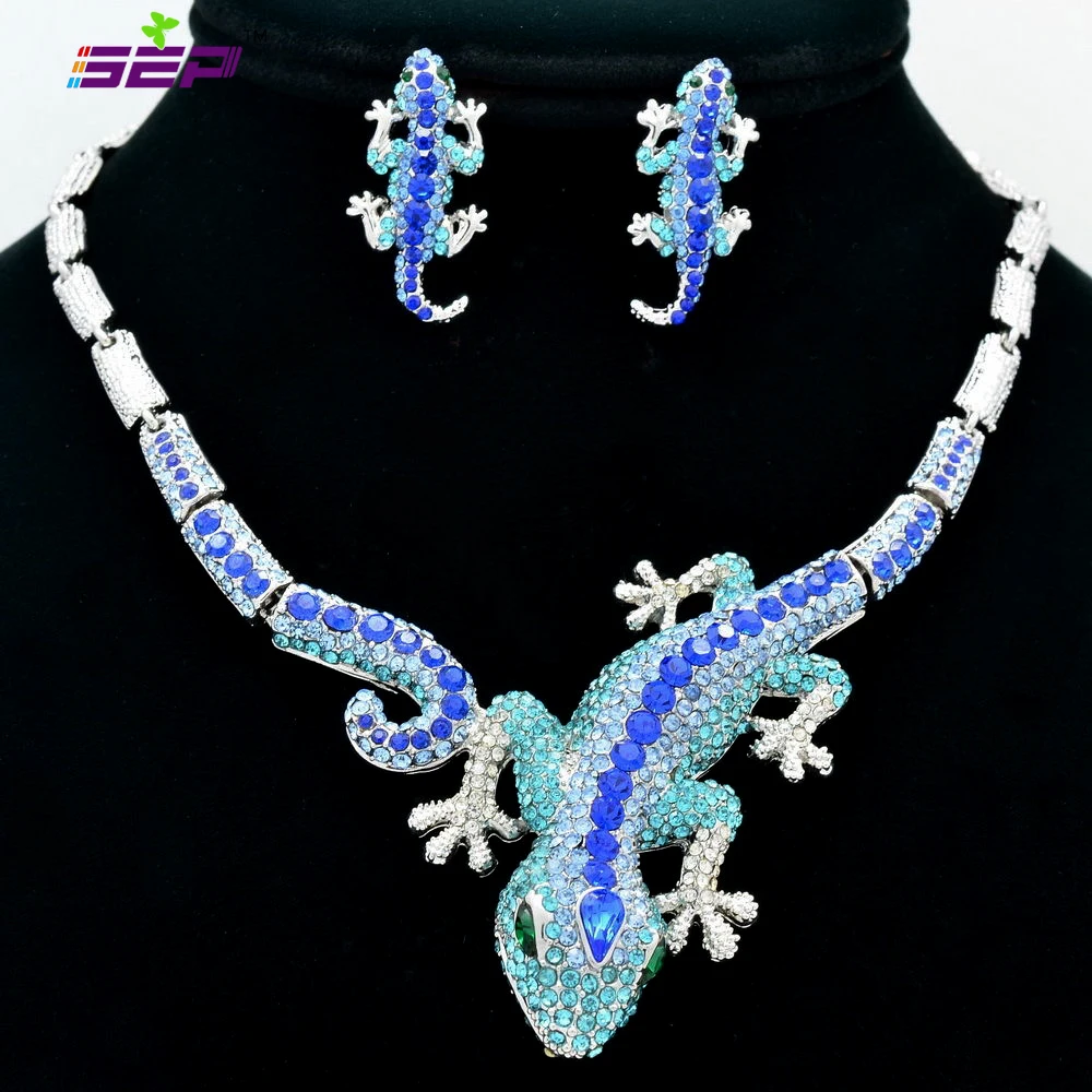 Женский ювелирный комплект из колье и серёг в виде ящерицы|necklace earring set|earrings setfashion