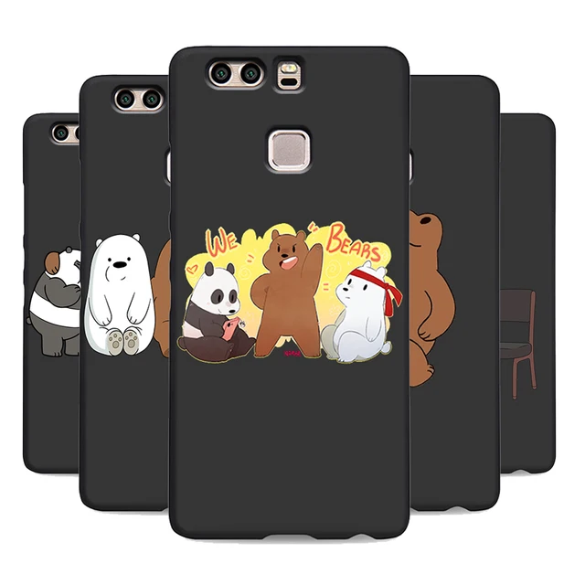 we bare bears miniso soft silicone black cover phone case for huawei