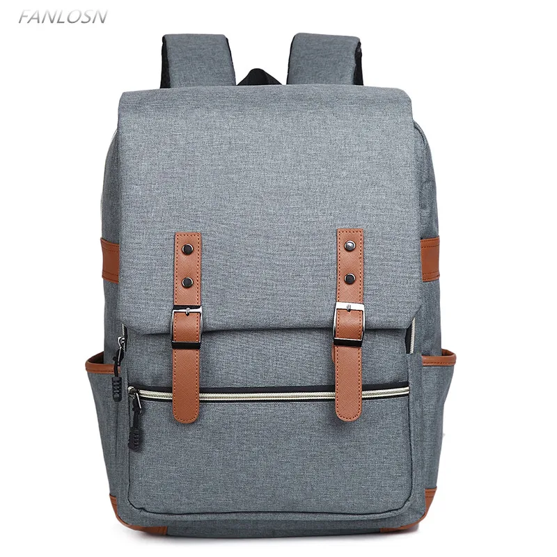 

FANLOSN 2018 Men 13 inch Charging Usb women girl backpack schoolbag for teenager Casual College Key Ring bagpack
