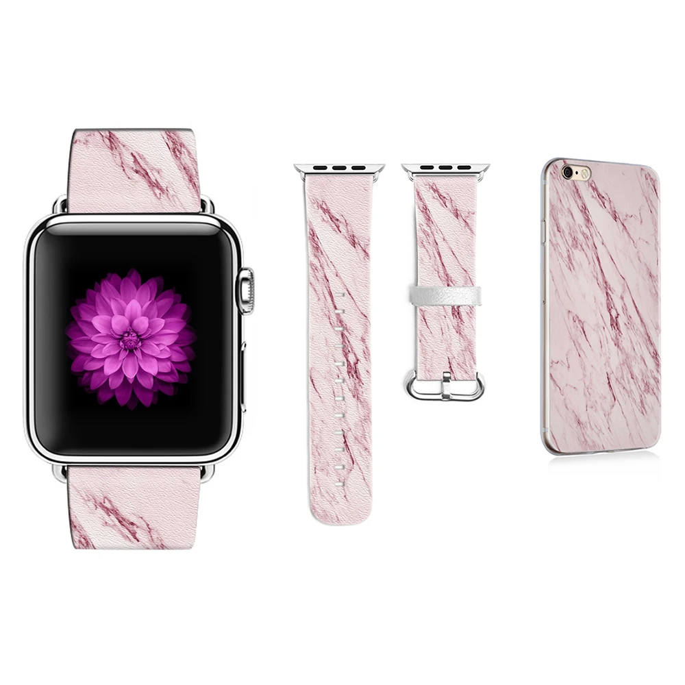 

Marble Texture Pattern Band for Apple Watch 38mm 42mm Band Leather Strap for iWatch 40mm 44mm Series 1 2 3 4 Band