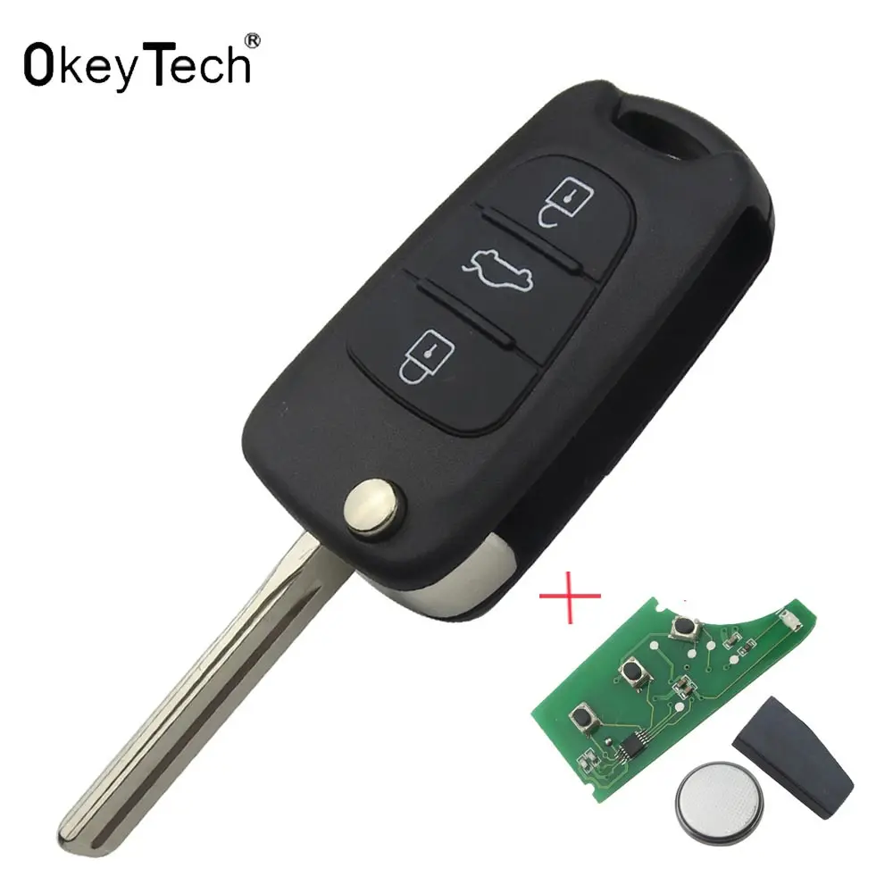 Складной автомобильный флип-ключ OkeyTech с 3 кнопками для kia sportage 3 rio k2 K5 ceed soul для hyundai i30, дистанционный ключ 433 МГц, заготовки для автомобильных ключей
