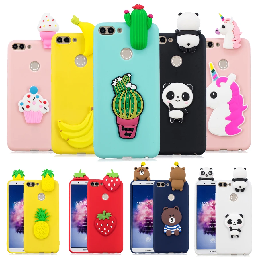 P Smart чехол для Fundas Huawei P Smart Plus чехол Coque Huawei P Smart чехол 3D единорог панда Мягкий силиконовый чехол для телефона