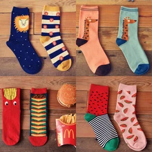 Модные хлопковые носки с рисунками животных для женщин; носки для влюбленных с изображением Льва, жирафа, оленя; 2 пар/кор