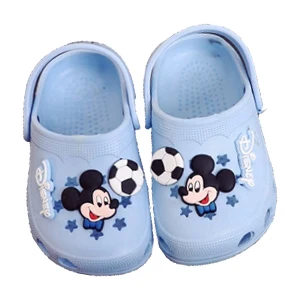 Disney Micky/ сандалии для мальчиков и девочек; пляжные тапочки для малышей; повседневная детская обувь с милым рисунком; летняя нескользящая обувь из ЭВА - Цвет: Skyblue