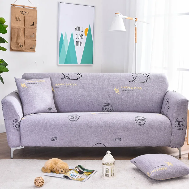 

Purple Cat Pattern Slipcover Stretch Four Season Sofa Covers Furniture Protector Polyester Soft Loveseat Couch Cover Sofa Towel