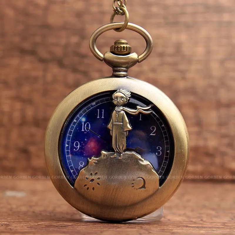 Винтаж бронза Маленький принц кварцевые карманные часы с Цепочки и ожерелья Fob цепи мужские и женские Для мужчин и Для женщин кулон подарок