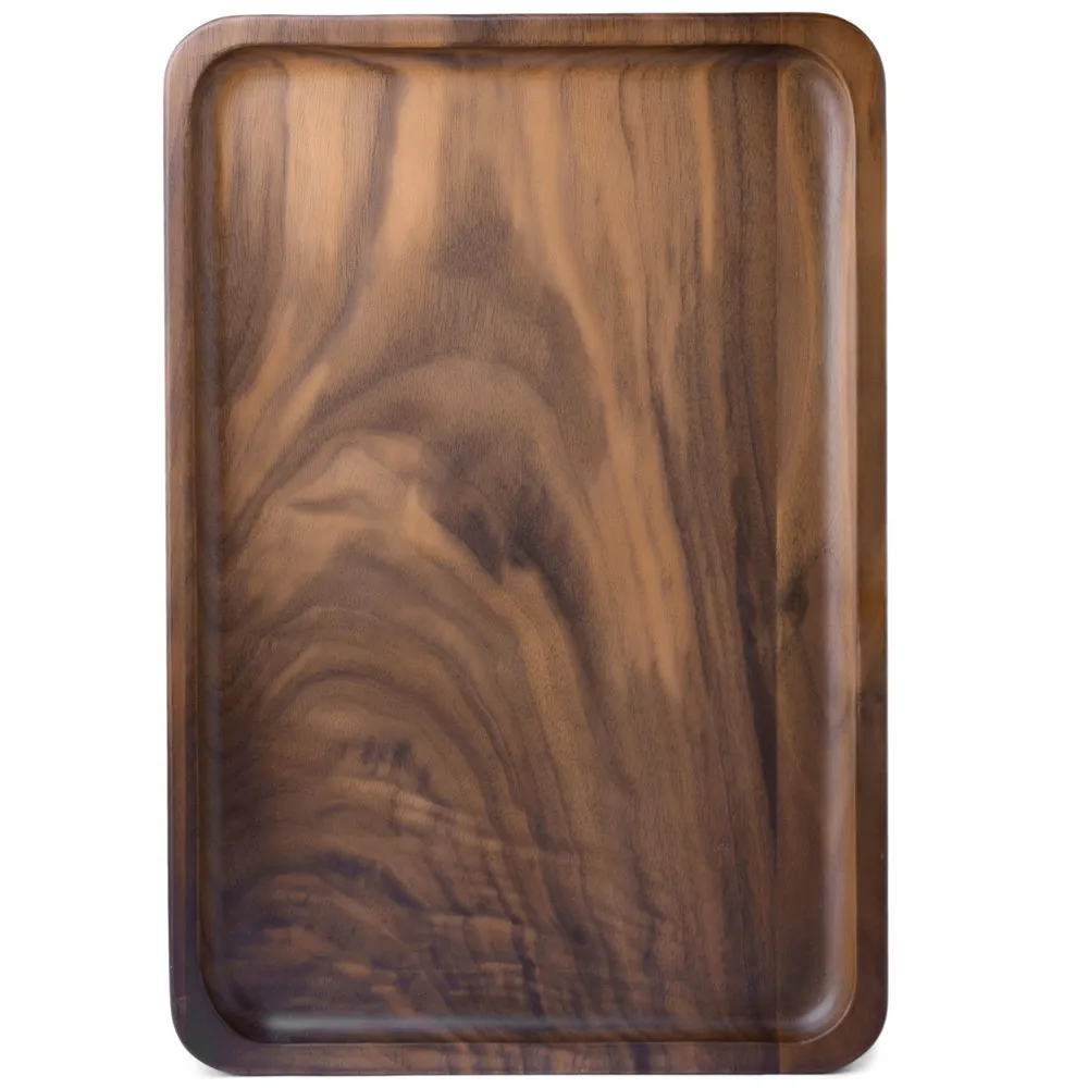 

Wood Rectangular Serving Trays, Medium, Black Walnut Solid Wood Tableware Serving Tray Handcrafted Decorative Trays Food Tray