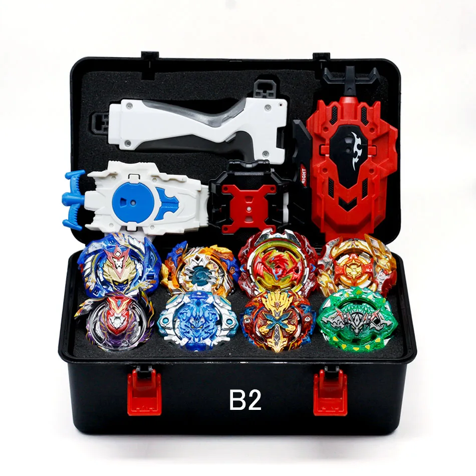 Beyblade Burst Bayblade набор 8 Beyblades+ 4 пусковых устройства+ 1 ручка Bey Blade Набор спиннинга Металл Fusion 4D лезвия игрушки подарок - Цвет: B2