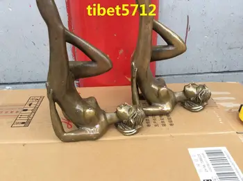 

Decorated Collect Bronze nute beauty statue candlestick Candle Holders 38 cm tall wedding copper Decoration real Brass