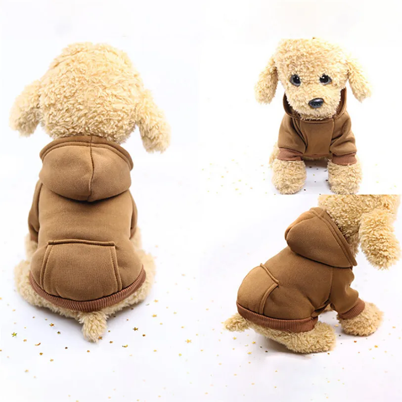 Winter Dog Coats Cotton Fleece Soft Wear Jackets With Cap And Pocket Chihuahua Pets Coats Clothes Solid Pets Supplies #F#40NV2 (17)