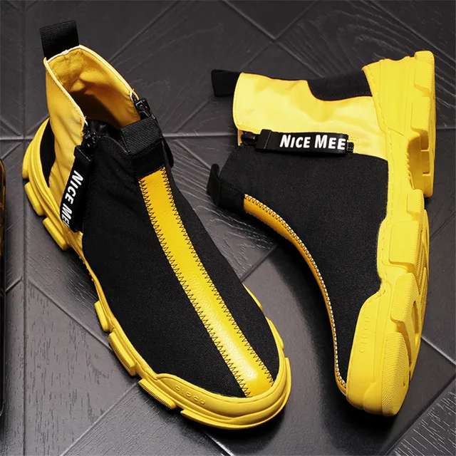 US $36.96 Fashion Men Shoes Breathable Male Tenis Masculino Yellow Men's Hip-hop Sneakers 3#12/15E50