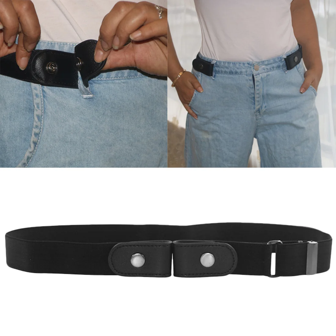 

Adjustable No Buckle Easy Elastic Free Lazy Belt No Buckle Elastic Free Belts for Toddlers Stretch Belts Boys Girls chain
