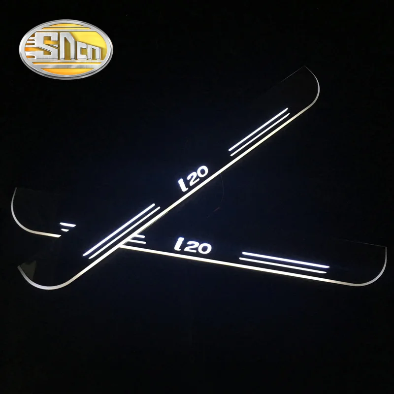 

SNCN 4PCS Acrylic Moving LED Welcome Pedal Car Scuff Plate Pedal Door Sill Pathway Light For Hyundai I20 2015 2016 2017 2018