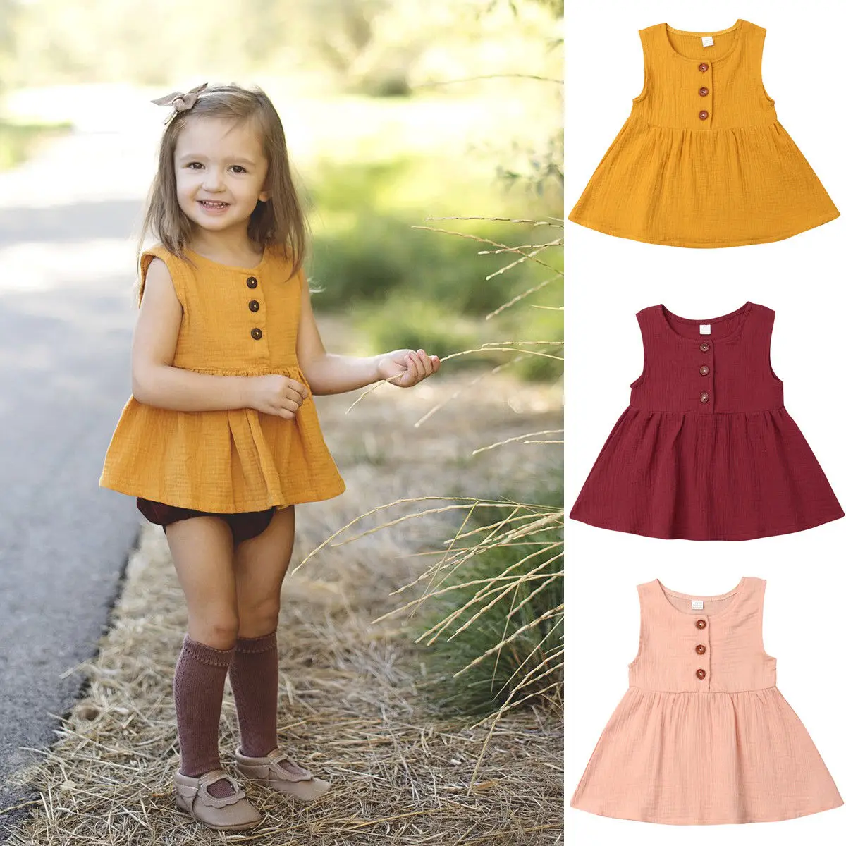 Summer Casual Newborn Baby Dress Kids Toddler Baby Girls Tops Dress