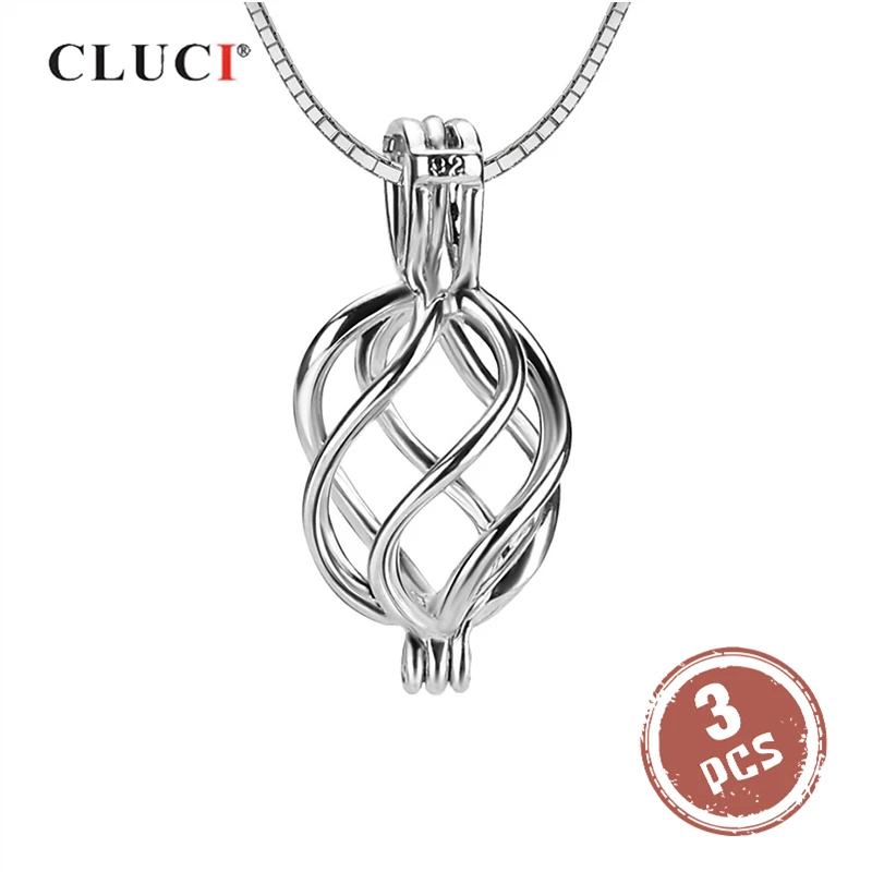 Клетка из серебра 925 пробы с жемчугом CLUCI 3 шт. кулон ювелирные изделия подарок для