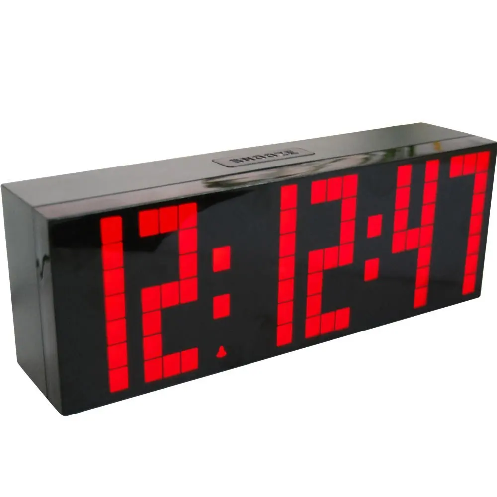Большой номер зеленый большой светодиодный цифровой будильник обратный отсчет температура настольные часы - Цвет: red