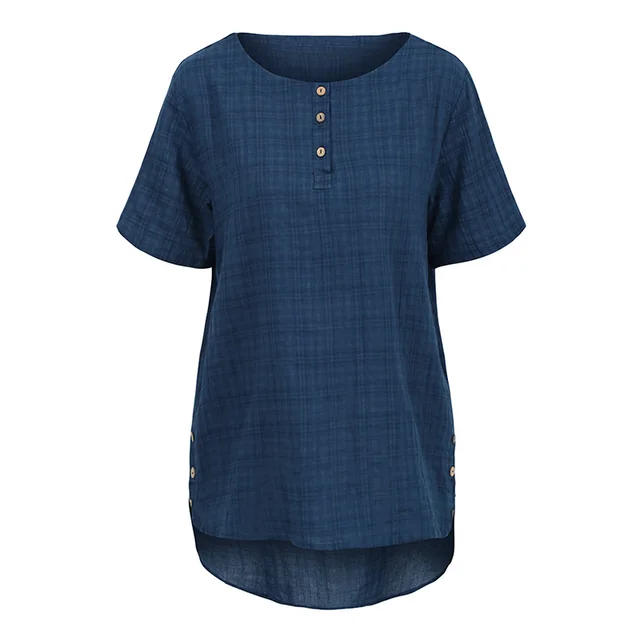 half sleeve high low white blouse