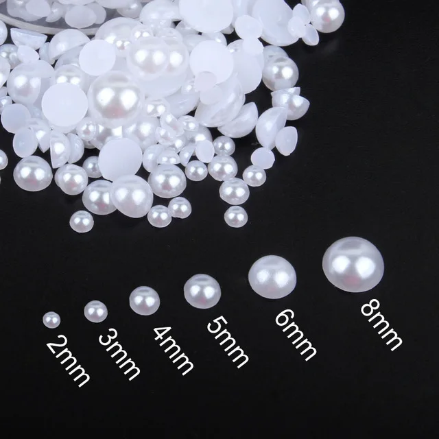 1000pcs/bag colourful round half pearl beads flat back For jewelry making Sewing Plastic ABS Pearl Beads2mm/3mm/4mm/5mm/6mm/8mm