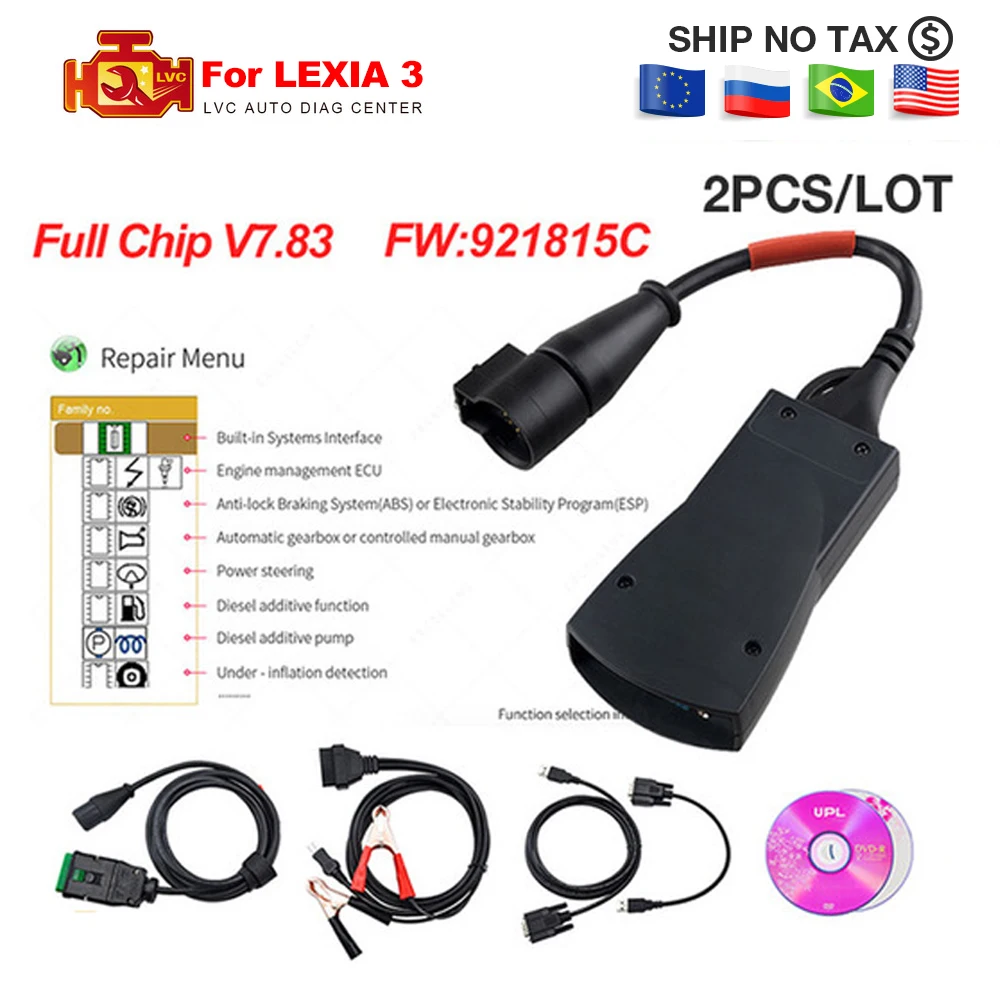 2 шт./лот для Lexia 3 PP2000 полный чип Diagbox V7.83 для Lexia3 No.921815C для Citroen для peugeot OBD2 сканирующий OBD диагностический инструмент