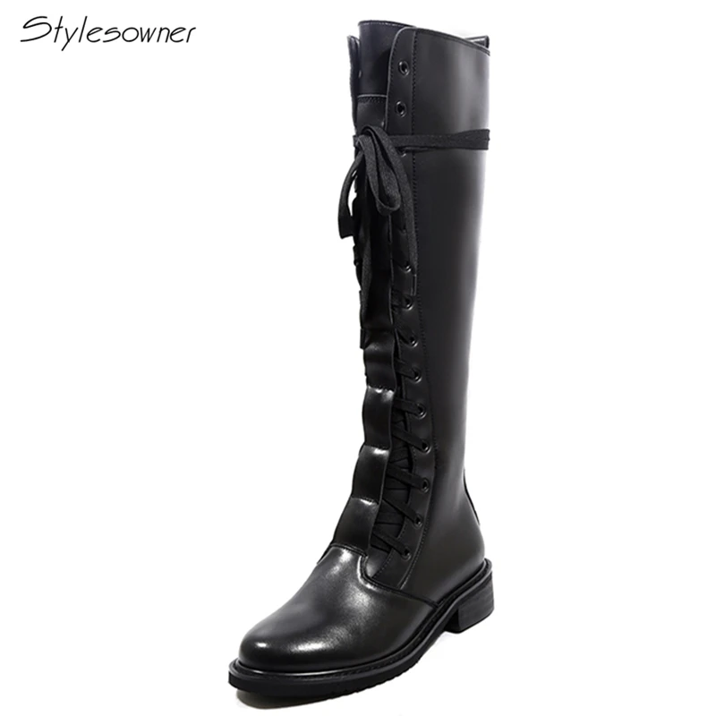 black long boots with laces