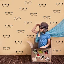 30pcs 11*3.8 Glasses Shape Vinyl Wall Stickers Removable Waterproof Art Decals Home Decor For Bedroom Decoration