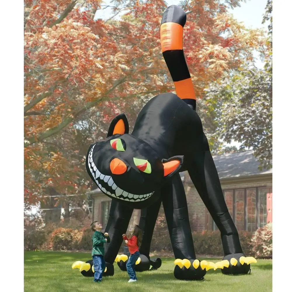20ft Lovely Anima D Giant Inflatable Black Cat For Halloween Decoration