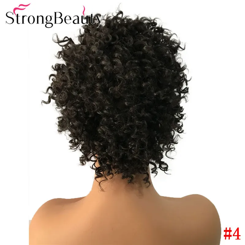 Сильный красота короткий парик фронта шнурка кудрявые афропарики синтетические волосы для женщин парик 7 цветов - Цвет: 4