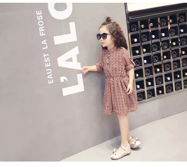 

[Bosudhsou.] #J-18 New Girl Dress Chiffon Children Clothing Summer Kid Dresses Girls Cute Children Girl flower Party Dresses