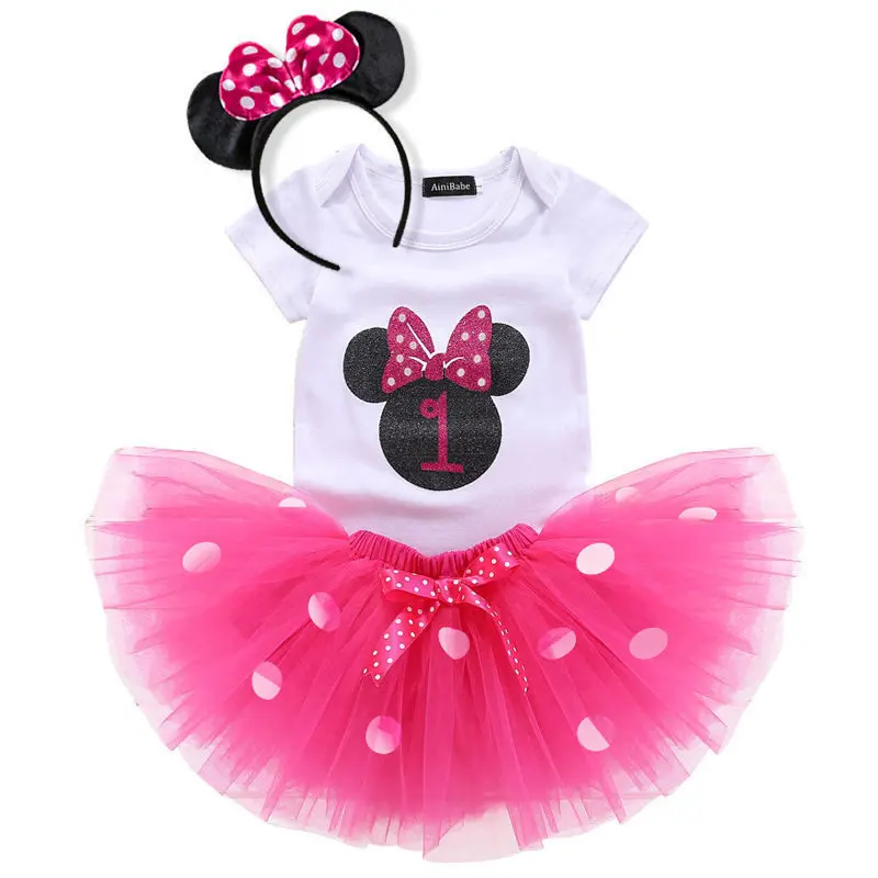 Одежда для малышей для маленьких девочек вечерние платья для крещения Детские платья Элегантное 1 год детское праздничное платье для дня рождения платье-пачка; детская одежда - Цвет: Dress 8 Hot pink