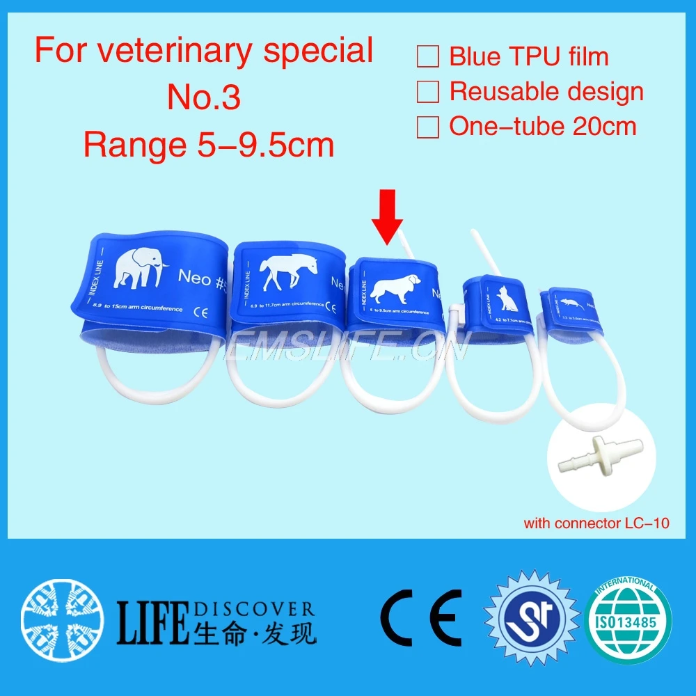 

veterinary special blood pressure cuff of patient monitor for small animals with single tube No.3 with connector LC-10