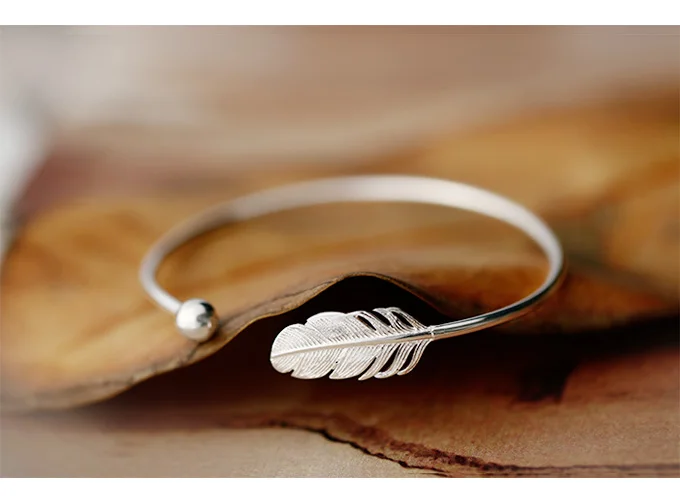 Silver Plated Feather Bangles