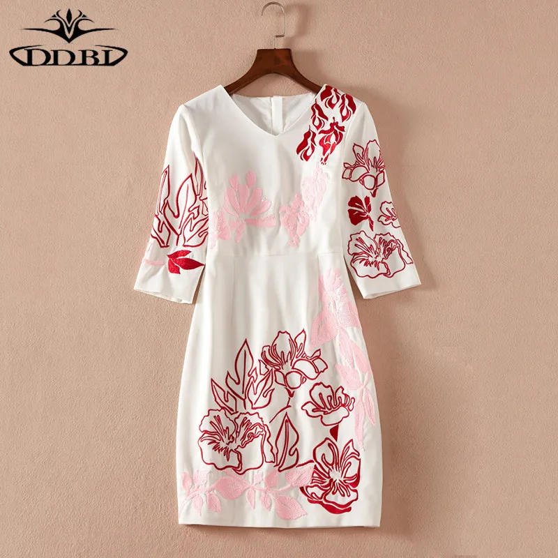 high quality summer dress embroidery white dresses women