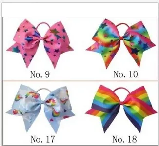 

20 BLESSING Good Girl Rainbow Unicorn 7" Cheer Leader Hair Bow Elastic 49 No.