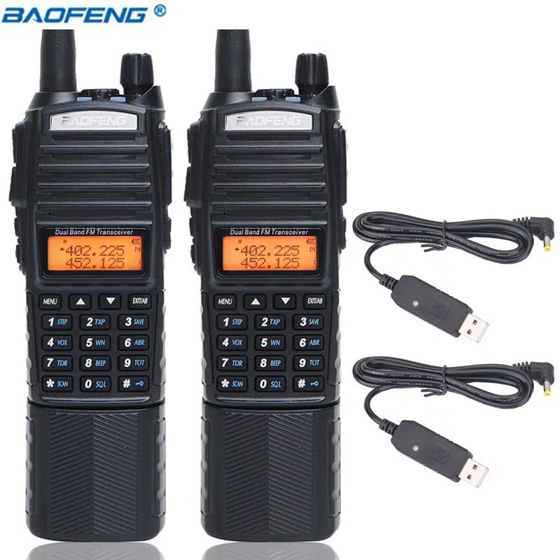 2 шт. Baofeng UV-82 8 Вт мощная рация Двухдиапазонная 3800 мАч 10 км дальность действия UV 82 UV82 для портативной охоты и пешего туризма - Цвет: add usd charger