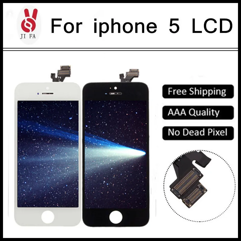 10PCS LOT AAA No Dead Pixel pantalla ecran for IPhone 5 LCD Display Touch Screen Digitizer