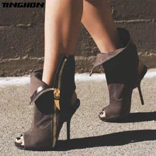 TINGHON Women Sexy Ankle Boots Lapel Front Open Stilettos Pumps Peep Toe Chelsea Woman Ankle Boots Gladiator Sandals TINGHON Women Sexy Ankle Boots Lapel Front Open Stilettos Pumps Peep Toe Chelsea Woman Ankle Boots Gladiator Sandals