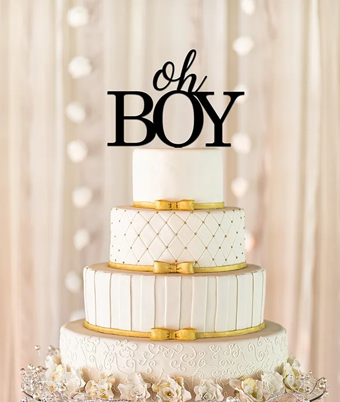 Дерево или акрил &quotOh Boy&quot торт Топпер для ребенка душ украшения детей день