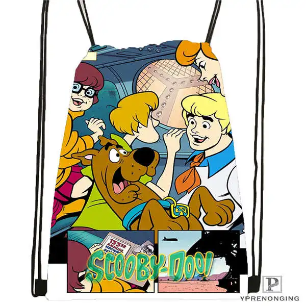 Drawstring Backpack Custom Scooby-Doo_ походная сумка на шнурке Cute Daypack Kids Satchel(черная спина) 31x40 cm#180611-01-44 - Цвет: Drawstring Backpack