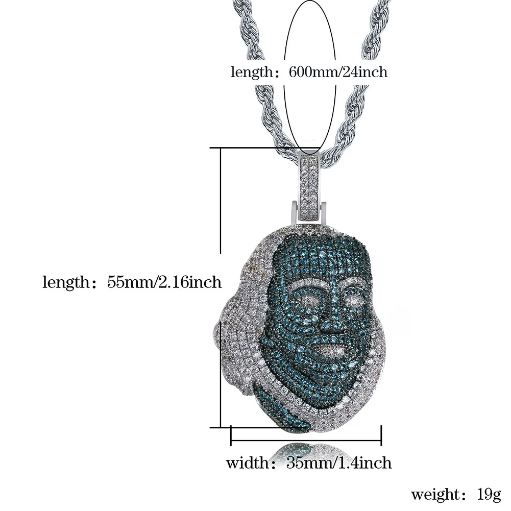 TOPGRILLZ ICEDOUT Blueface Benjamin Piece подвеска с теннисной цепочкой ювелирные изделия в стиле