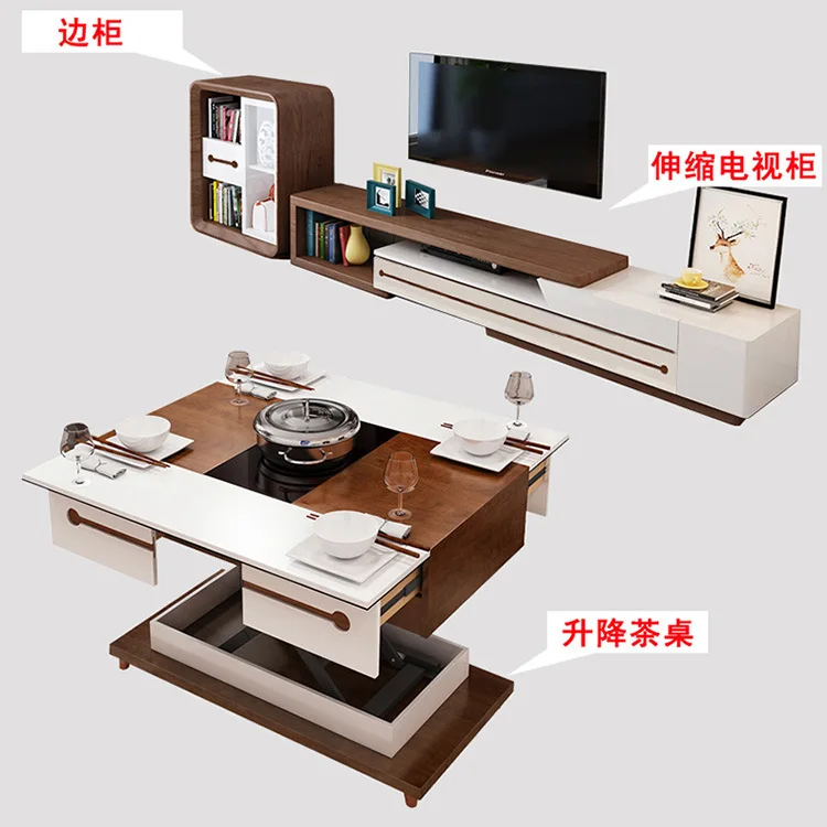  electric multifunction foldable Coffee Table Living Room liftable and lowerable minimalist rectangl