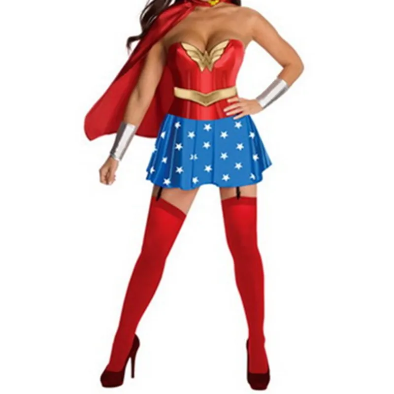 

Sexy Super Girl Ladies Wonder Woman Red Costume Fancy Dress Women Halloween customes blue women supergirl costumes cosplay